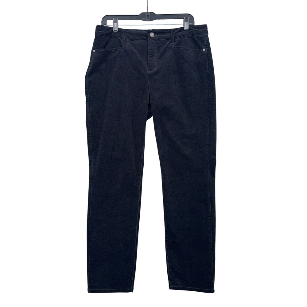 Talbots High Waist Straight Leg‎ Women 12P Cotton Spandex Black Corduroy Pants